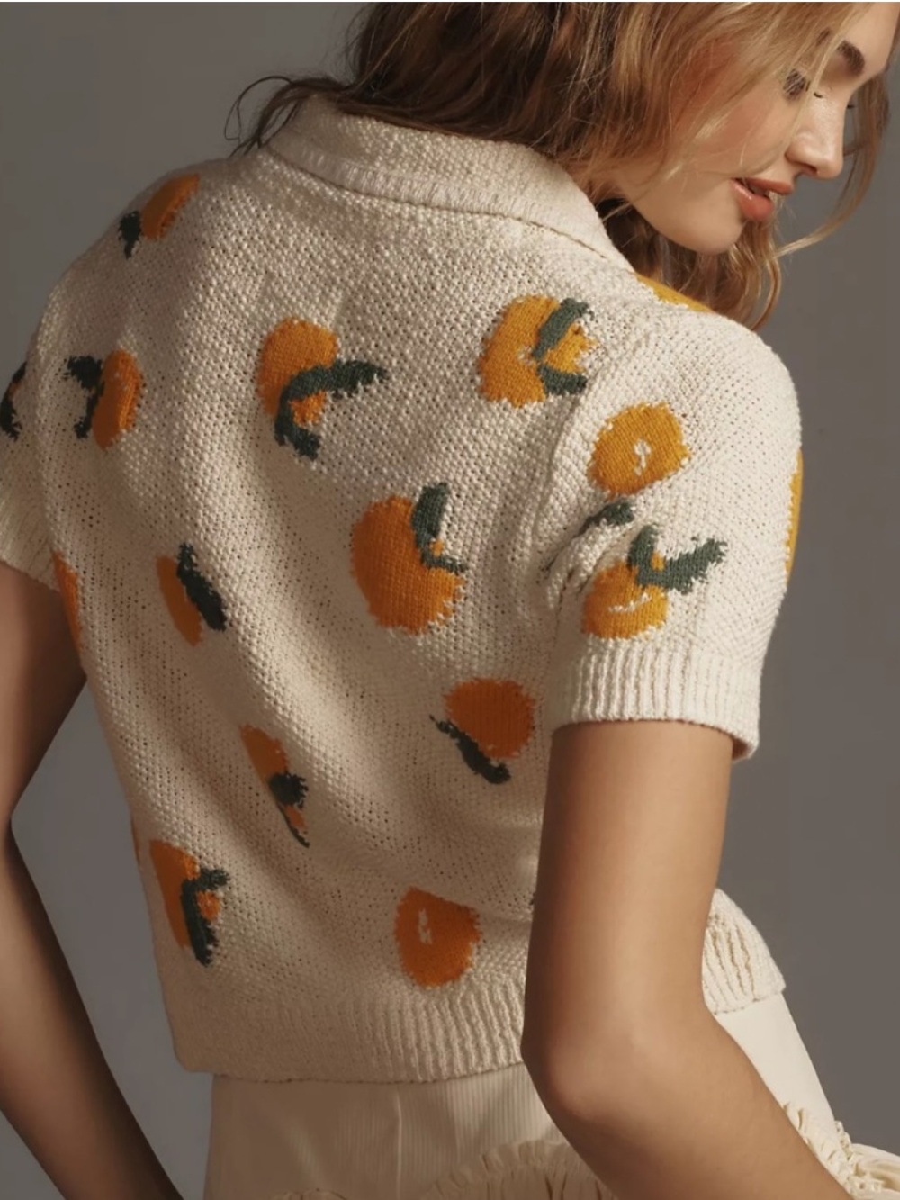 Maeve short sleeve cardigan -oranges
